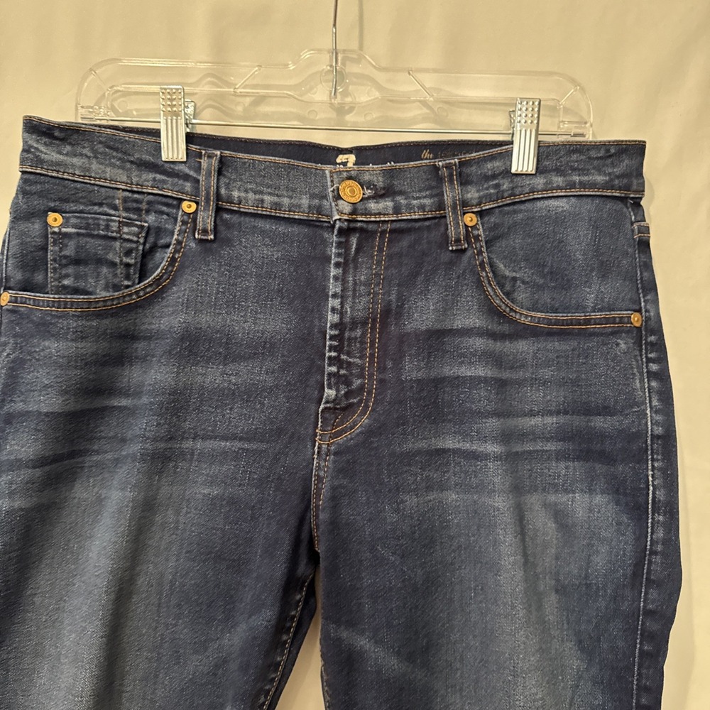 7 For All Mankind Relaxed Skinny Jeans Women's Sz 30 Blue Dark Wash USA NWOT